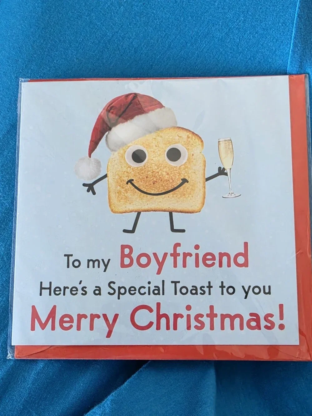 Holiday Boyfriend Greeting Card - Red and White Christmas Toast